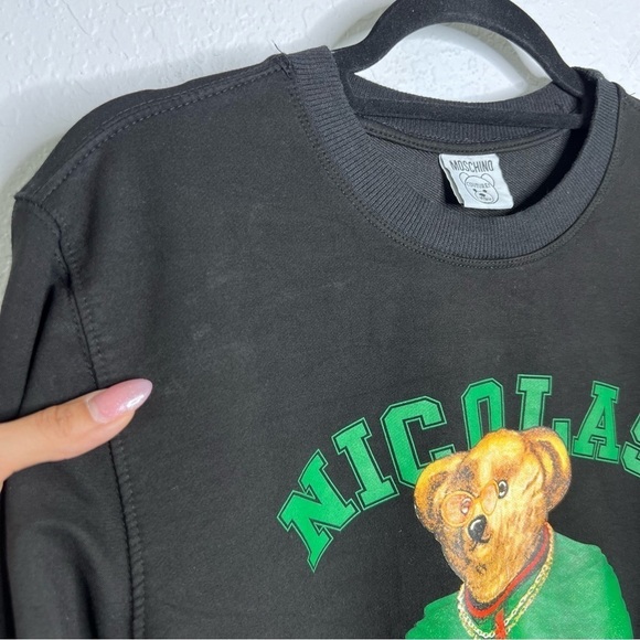 Moschino Sweater men XS Small Pablo Bear Sweatshirt Black HH - Picture 4 of 7